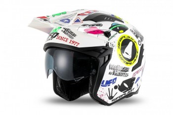 Casco Jet UFO Sheratan Graphics blanco talla S