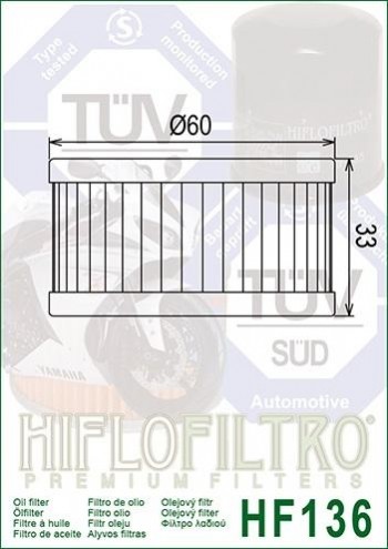 Filtro Aceite HifloFiltro HF136 Suzuki, Beta
