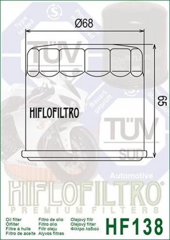 Filtro aceite Aprilia, Cagiva, Kawasaki, Kymco, Suzuki  Hiflofiltro cromado