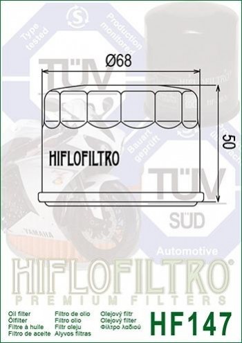 Filtro aceite Kymco MXU500/550/700, Xciting 500, Yamaha T-Max 500/530, Fazer 600, YFM 660/700  Hiflofiltro