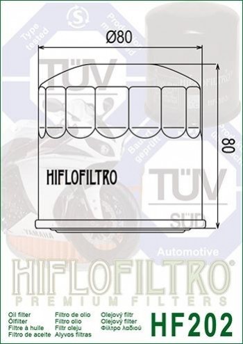 Filtro aceite Honda, Kawasaki  Hiflofiltro HF202