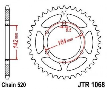 Corona JT 1068 de acero con 46 dientes