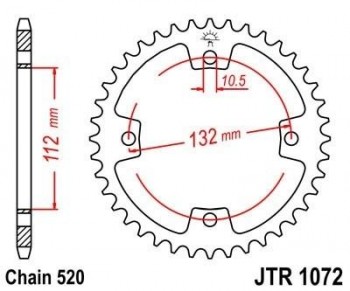 Corona JT 1072 de acero con 38 dientes