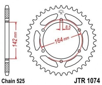 Corona JT 1074 de acero con 44 dientes