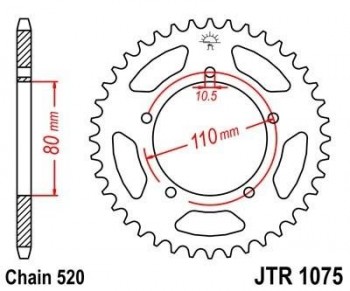 Corona JT 1075 de acero con 39 dientes