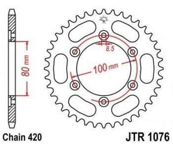 Corona JT 1076 de acero con 48 dientes