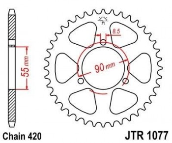 Corona JT 1077 de acero con 47 dientes