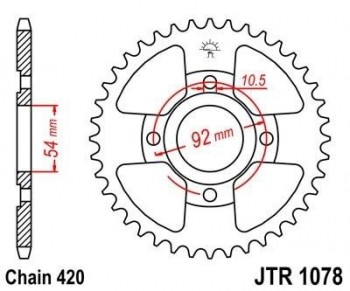 Corona JT 1078 de acero con 47 dientes
