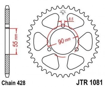 Corona JT 1081 de acero con 46 dientes
