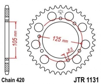 Corona JT 1131 de acero con 52 dientes