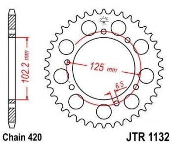 Corona JT 1132 de acero con 53 dientes