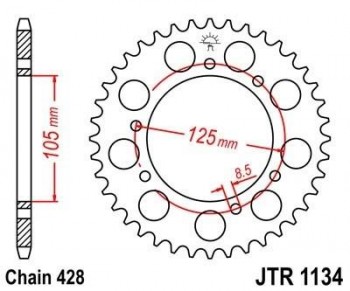 Corona JT 1134 de acero con 48 dientes