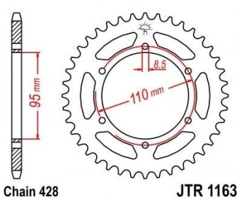 Corona JT 1163 de acero con 45 dientes
