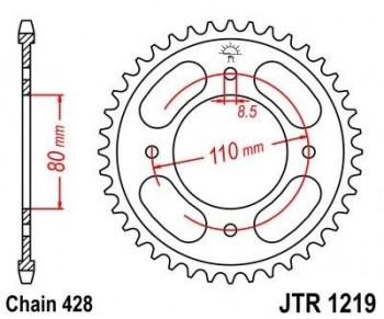 Corona JT 1219 de acero con 42 dientes