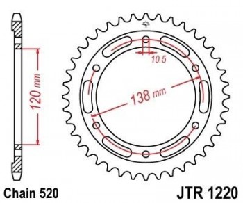 Corona JT 1220 de acero con 38 dientes