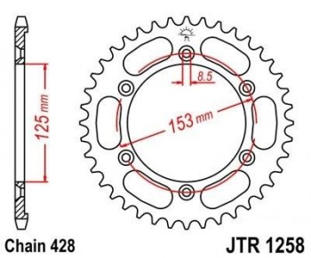 Corona JT 1258 de acero con 54 dientes