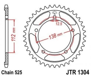 Corona JT 1304 de acero con 38 dientes