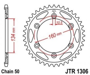 Corona JT 1306 de acero con 40 dientes