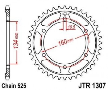 Corona JT 1307 de acero con 46 dientes