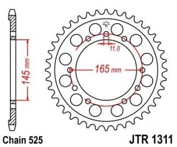 Corona JT 1311 de acero con 45 dientes