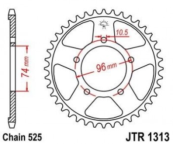 Corona JT 1313 de acero con 42 dientes