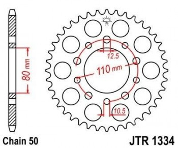 Corona JT 1334 de acero con 36 dientes