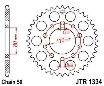 Corona JT 1334 de acero con 44 dientes