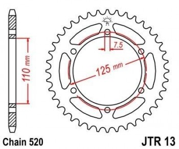 Corona JT 13 de acero con 39 dientes