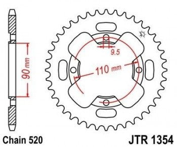 Corona JT 1354 de acero con 38 dientes