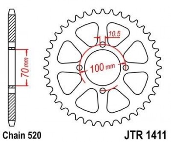 Corona JT 1411 de acero con 50 dientes