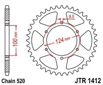 Corona JT 1412 de acero con 37 dientes