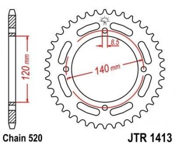 Corona JT 1413 de acero con 39 dientes