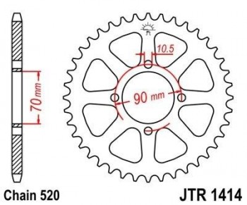 Corona JT 1414 de acero con 43 dientes