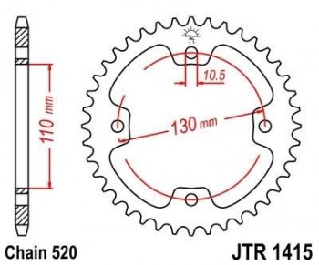 Corona JT 1415 de acero con 38 dientes