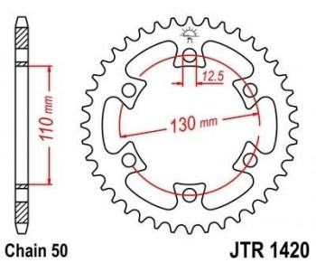 Corona JT 1420 de acero con 40 dientes
