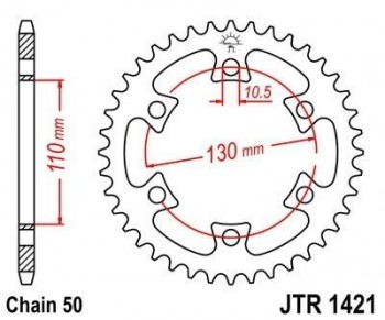 Corona JT 1421 de acero con 40 dientes