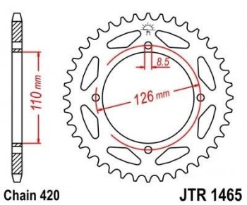 Corona JT 1465 de acero con 46 dientes