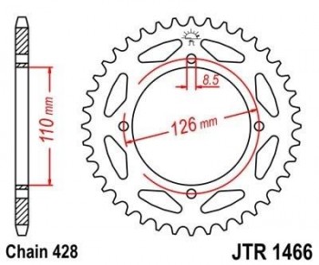 Corona JT 1466 de acero con 46 dientes