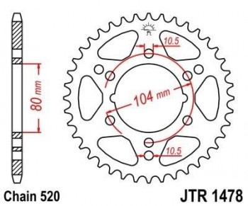 Corona JT 1478 de acero con 30 dientes