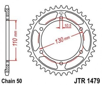 Corona JT 1479 de acero con 47 dientes