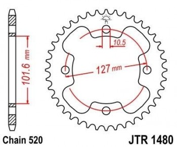 Corona JT 1480 de acero con 37 dientes