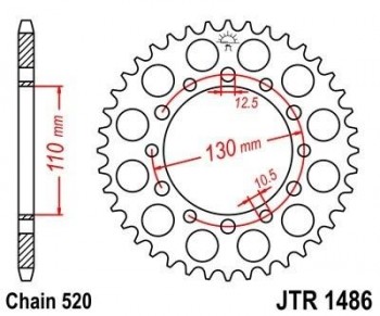Corona JT 1486 de acero con 40 dientes