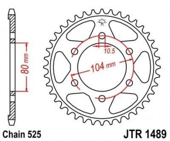 Corona JT 1489 de acero con 39 dientes