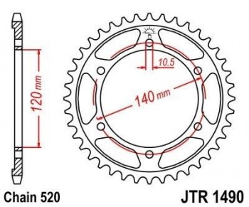 Corona JT 1490 de acero con 37 dientes