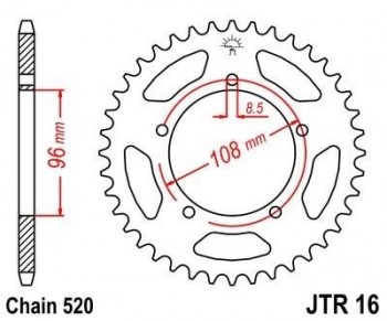 Corona JT 16 de acero con 40 dientes