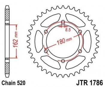Corona JT 1786 de acero con 52 dientes