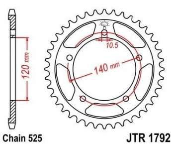 Corona JT 1792 de acero con 41 dientes