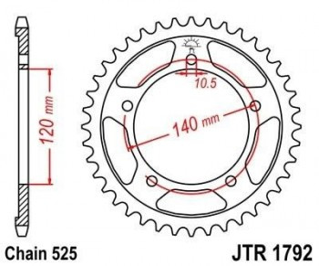 Corona JT 1792 de acero con 42 dientes