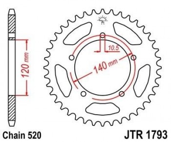 Corona JT 1793 de acero con 42 dientes