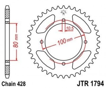 Corona JT 1794 de acero con 45 dientes